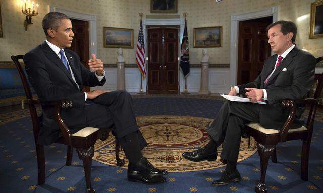 U.S. President Obama participates in an interview with 