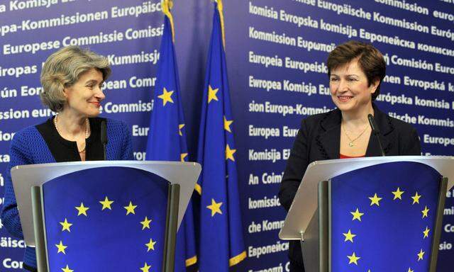 Unesco-Chefin Irina Bokowa und EU-Kommissarin Kristalina Georgiewa wollen gern nach New York wechseln.