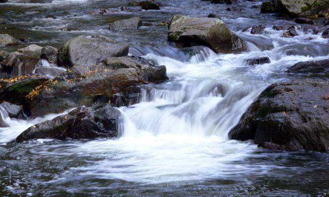 Bach mit Steinen und fliessendem Wasser