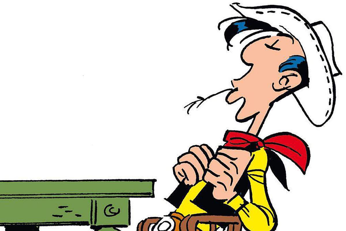 Der Comic-Cowboy Lucke Luke des Zeichners Morris wurde jahrzehntelang mit einer Zigarette im Mundwinkel abgebildet. Das änderte sich in den 80er Jahren. Der einsame Westernheld wurde mit einem Grashalm zum Vorbild für die Jugend.