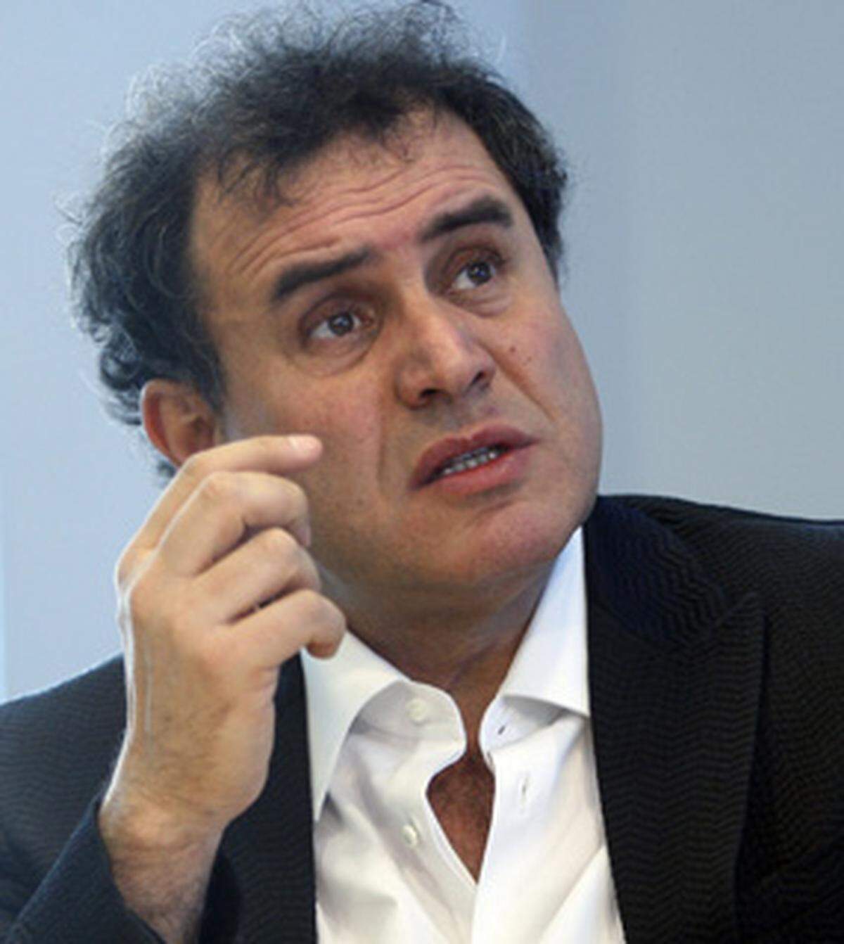 "Einzig Nouriel Roubini spielte im Reigen der Wirtschafts-Optimisten den advocatus diaboli und zeichnete ein eher düsteres Bild", schrieb die Neue Zürcher Zeitung.Anfang 2008 warnte Roubini vor dem steigenden Risiko eines Supergaus im Finanzsektor. In "zwölf Schritten in den Untergang" sagte er Bankenpleiten, Rezession, Firmenkollapse, taumelnde Aktienmärkte und eine verschärfte Kreditklemme voraus.