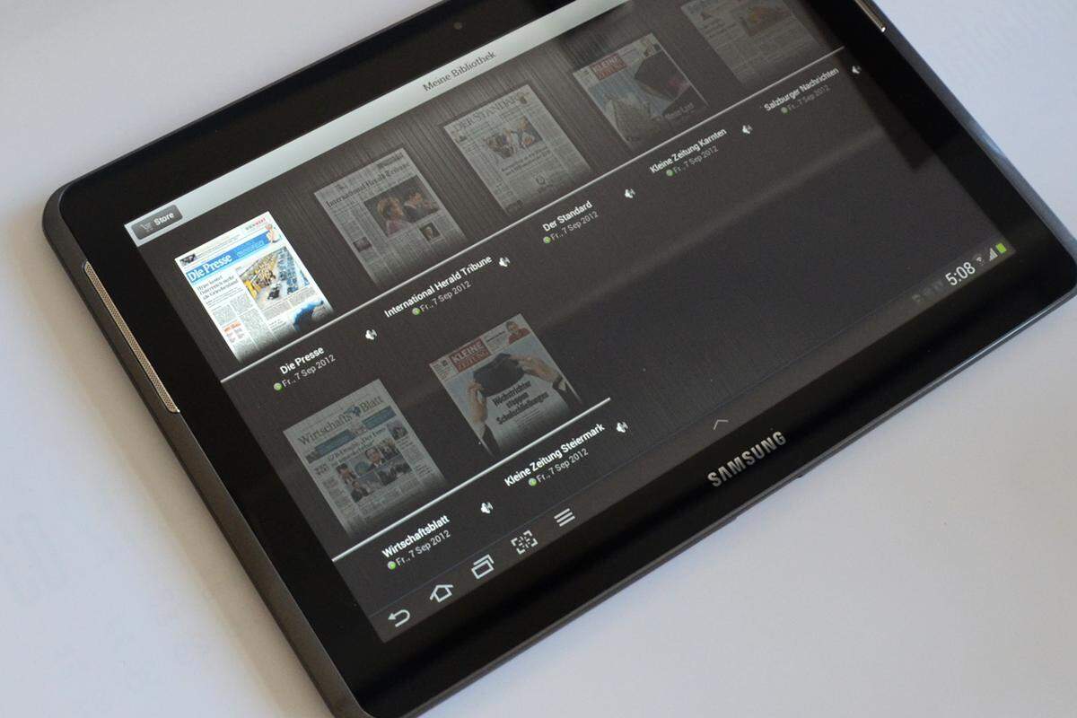 Samsung macht aus seinen Tablets mit dem "Readers Hub" quasi einen E-Reader. Dort können Magazine, Zeitungen und Bücher geladen werden.