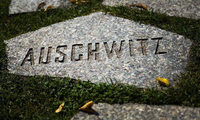 "Auschwitz" steht auf einem Pflasterstein am Berliner Mahnmal für die von den Nazis ermordeten Sinti und Roma.