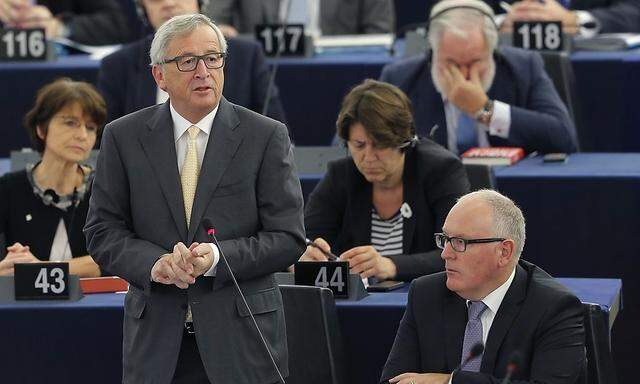 European Commission President Juncker addresses the European Parliament during a debate in Strasbourg