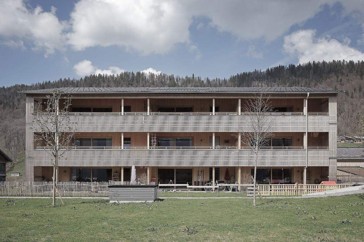 In der Kategorie Mehrfamilienhaus gewann das Woh- und Geschäftsgebäude "Uf dr Säogo" in Bizau von Johannes Kaufmann Architektur GmbH. 