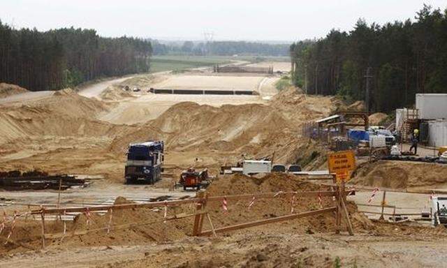 A view of an empty section of the A2 highway constructed by Chinese builder COVEC near the town of Ly
