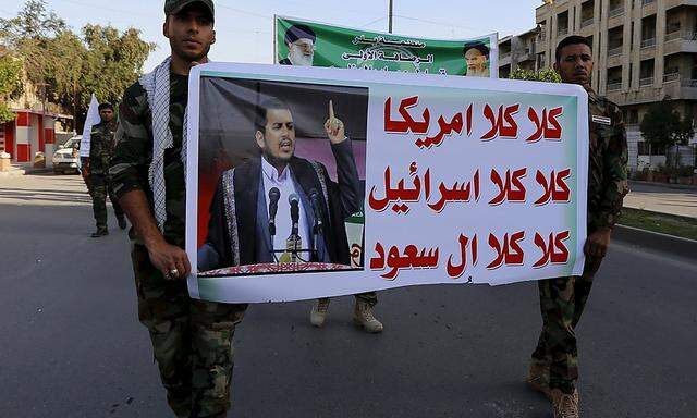 Archivbild: Banner mit Abdulmalik al-Huthi.