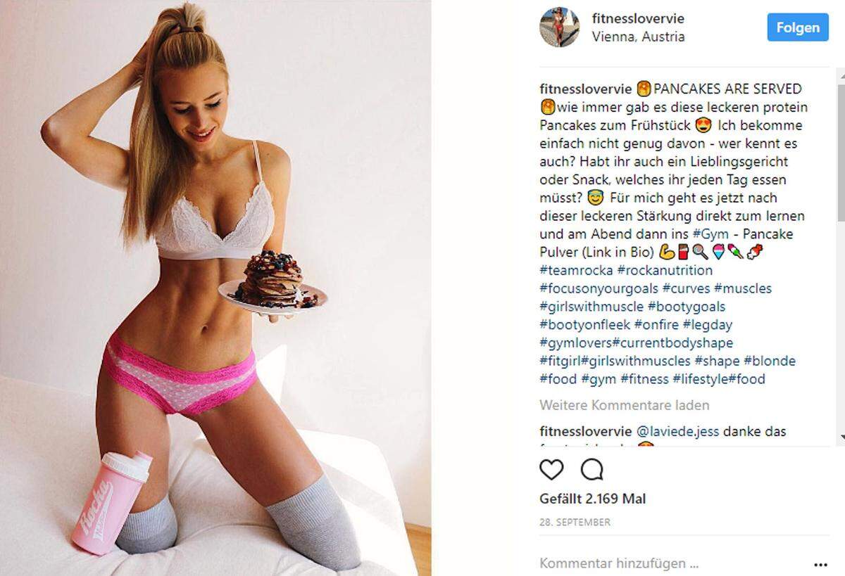 Sex sells: Das gilt auch für Influencer auf Instagram, die Pancakes bewerben.