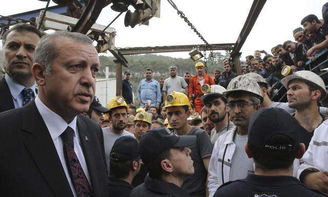 Turkey's PM Erdogan visits the coal mine accident site in Soma