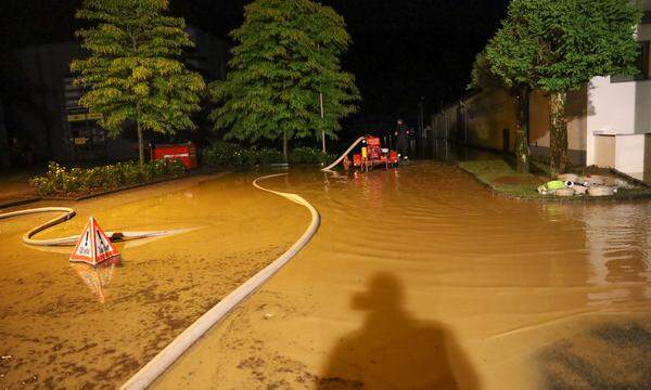 Überschwemmungen in Thalheim bei Wels.
