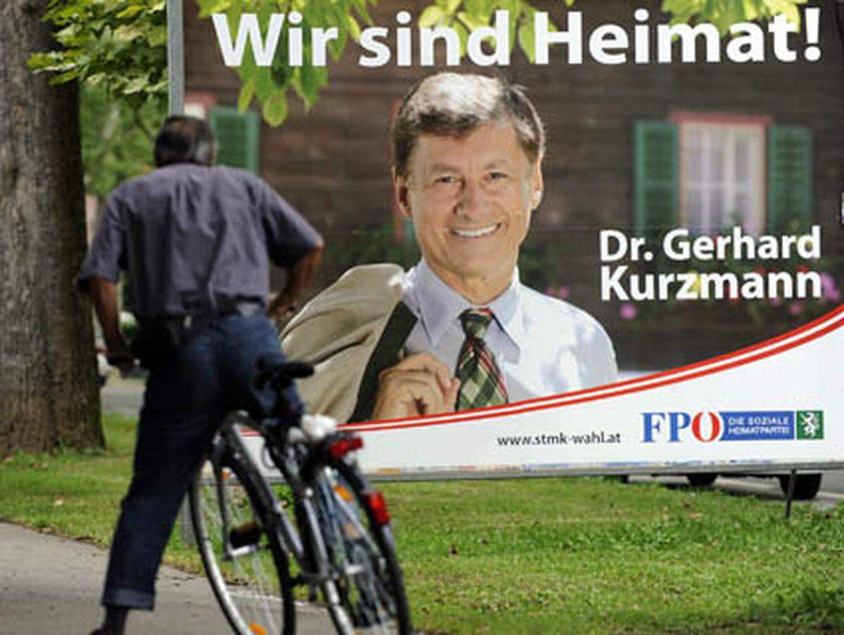 "Wir sind Heimat", versichern die Freiheitlichen. Inhaltlich setzt FP-Spitzenkandidat Gerhard Kurzmann auf "mehr Sicherheit", "mehr Freiheit" und "mehr Heimat". Die Regierung wird auf den Plakaten unter anderem aufgefordert, sich für mehr Vollarbeitsplätze und Polizisten einzusetzen.