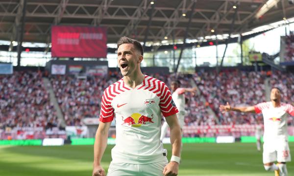 Christoph Baumgartner in seinem sportlichen Wohnzimmer, der Leipziger Red-Bull-Arena.