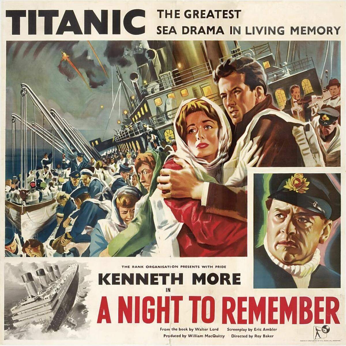 1958 kam das gefeierte Schwarz-Weiß-Actiondrama "A Night to Remember" (dt.: Die letzte Nacht der Titanic) von Roy Ward Baker mit Kenneth More ins Kino.