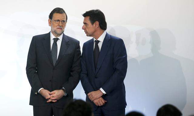 Spain´s acting Prime Minister Rajoy and acting Minister of Industry, Energy and Tourism Soria attend Exceltur tourism forum in Madrid