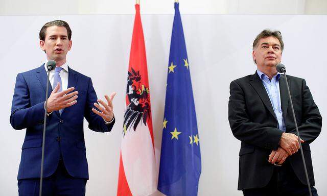 FILE PHOTO: Head of Austria's Green Party, Kogler and Head of People's Party, Kurz, deliver a statement in Vienna