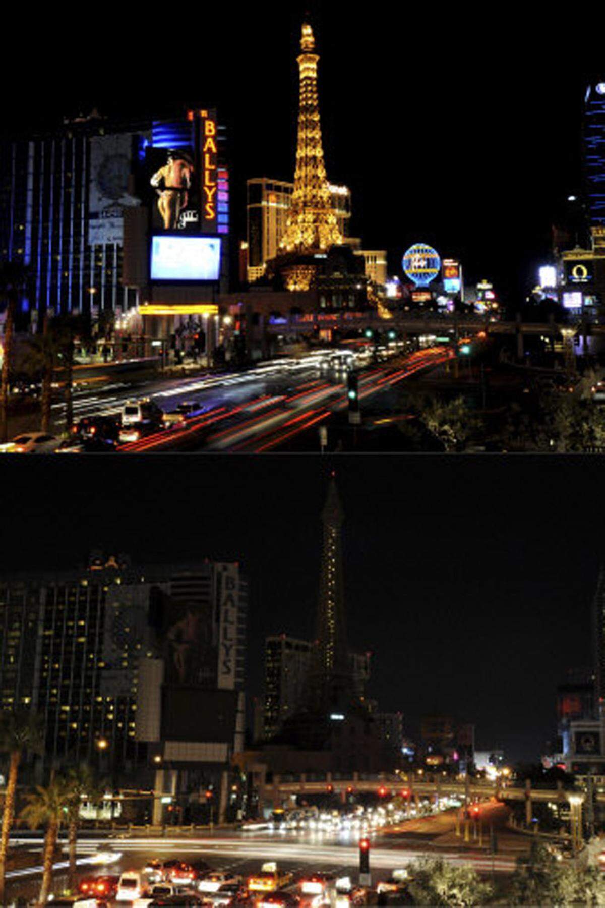Sogar das glitzernde Las Vegas (USA) nimmt sich für die Earth Hour zurück.