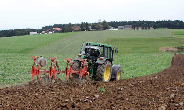 Farmer is ploughing a field