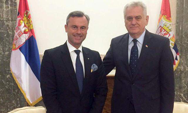 Norbert Hofer besucht Serbiens Präsidenten, Tomislav Nikolić (v. l.