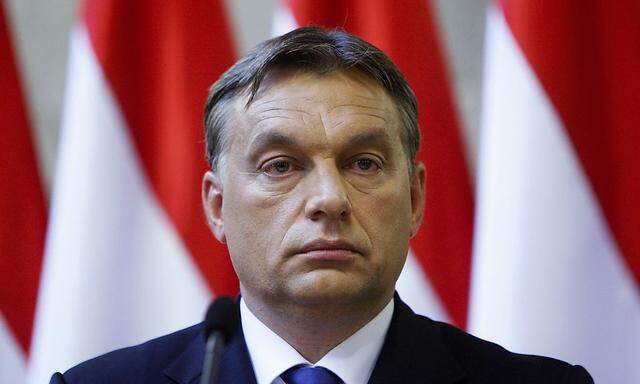 File photo of Hungarian Prime Minister Orban attending a news conference in Budapest