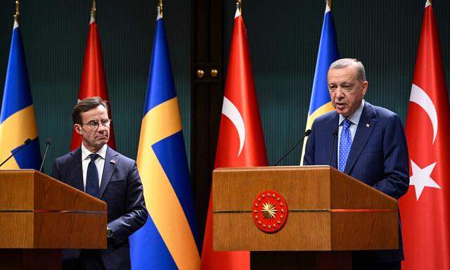 Kristersson und Erdogan nach ihrem Treffen in Ankara.