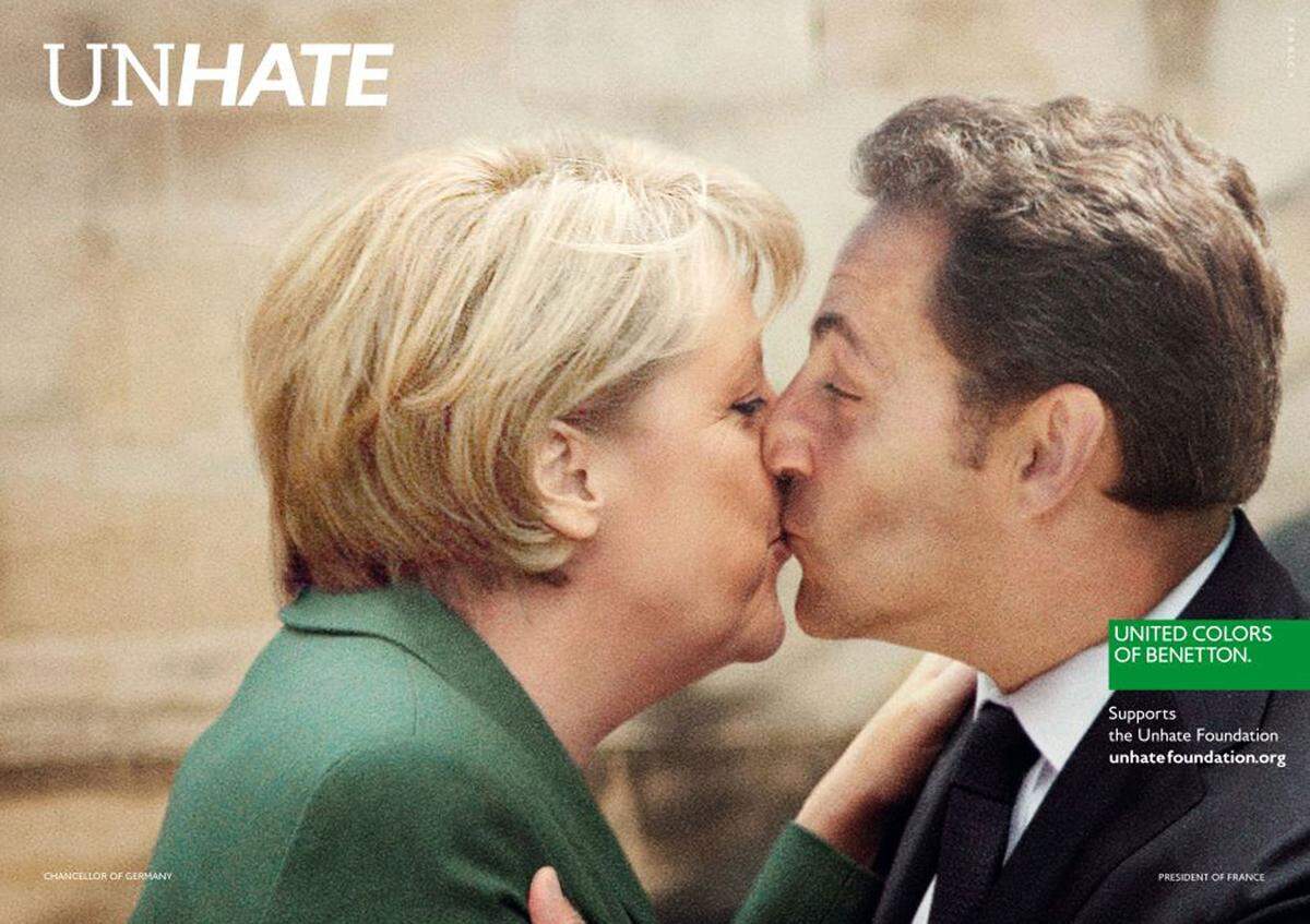 2011 probierte Benetton erneut für Aufregung zu sorgen, allerdings ohne Toscani. Und zwar mit küssenden Fotomontagen von Barack Obama, Angela Merkel und Papst Benedikt XVI. Toscani fand das damals "ordinär und pathetisch".