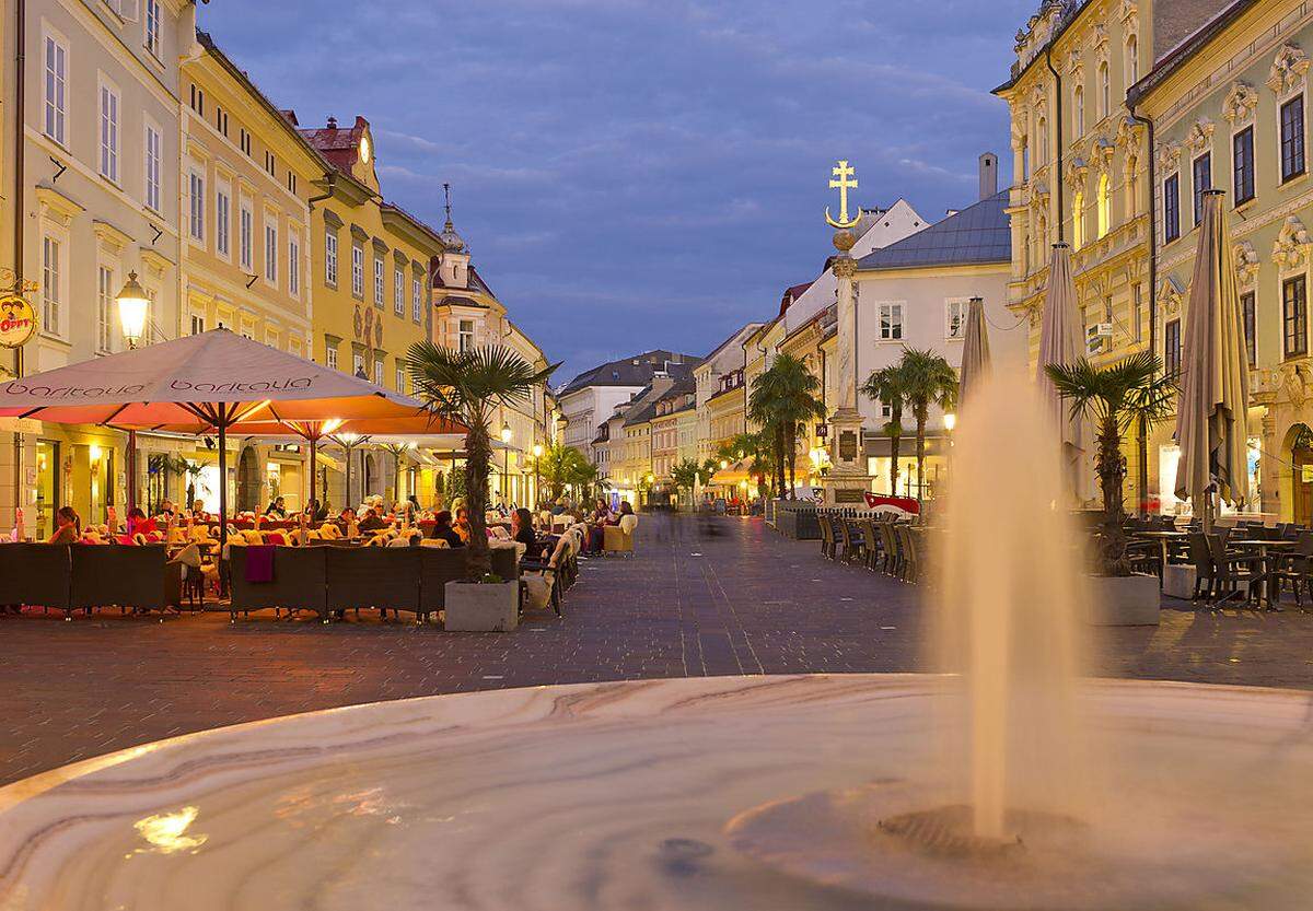 Wie Graz ebenfalls im Süden Österreichs liegt Platz 6: Klagenfurt, die Landeshauptstadt Kärntens.