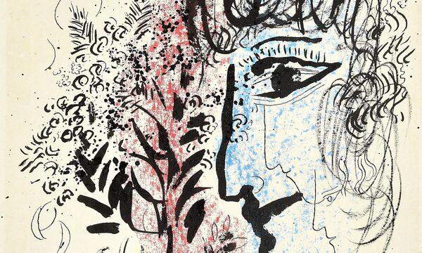Susanne Bauer bietet eine Chagall-Zeichnung mit Widmung.