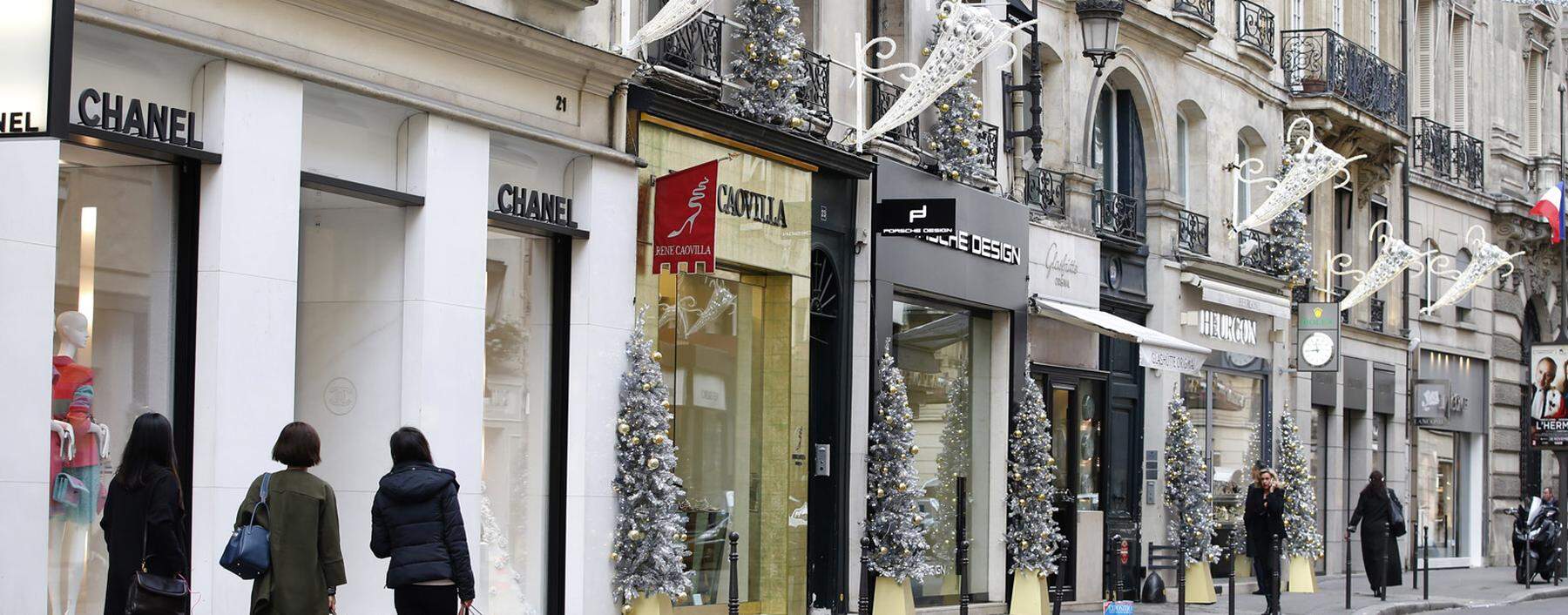 Christmas decorations are seen at the Les Ambassadeurs jewellery store in Zurich