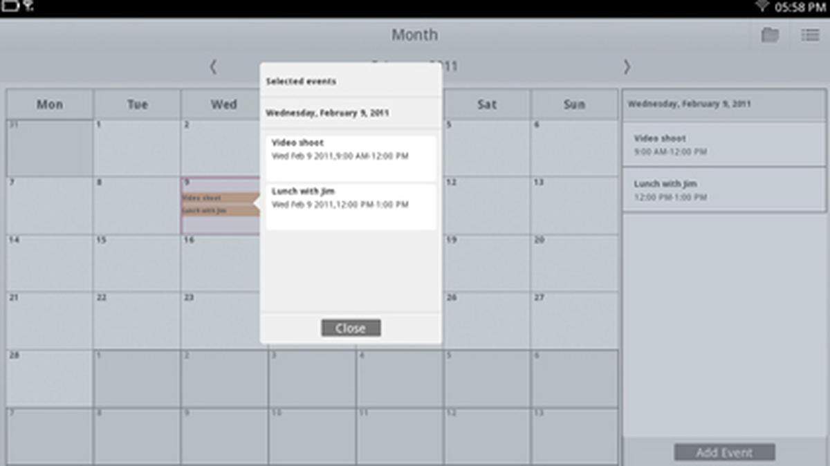 Der MeeGo-Kalender auf Tablets.