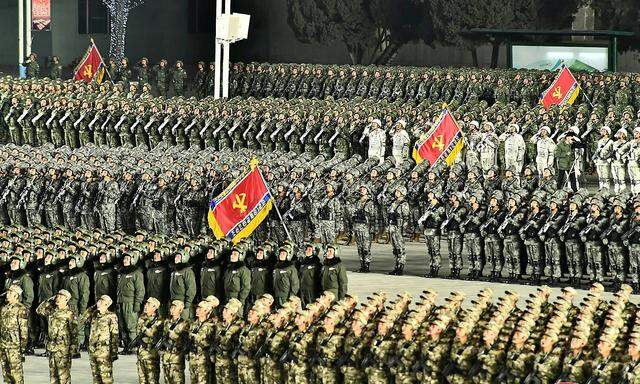 Archivbild vom 14. Jänner von der Militärparade in Pjöngjang, Nordkorea.