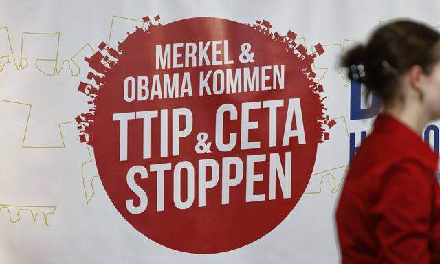 Logo TTIP und CETA stoppen 2016 04 01 Berlin Deutschland Logo des breiten Aktionsb�ndnisses aus