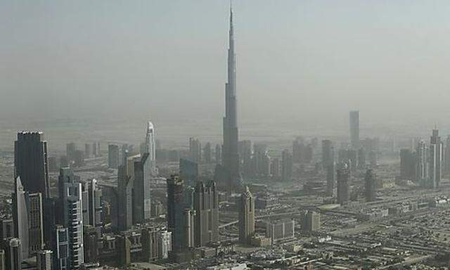 Aerial view of Burj Khalifa in Dubai