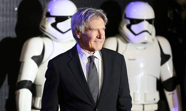 Harrison Ford arrives at the European Premiere of Star Wars, The Force Awakens in Leicester Square, London