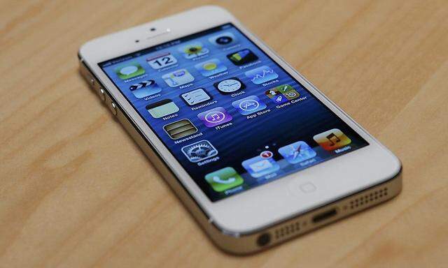 The iPhone 5 on display after its introduction during Apple Inc.'s iPhone media event in San Francisco