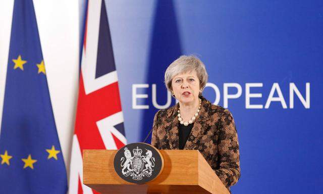 December 14 2018 Brussels Belgium Theresa May Prime Minister of the United Kingdom gives pres