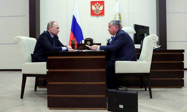 Russian President Putin meets with Rosneft's CEO Sechin at Novo-Ogaryovo state residence outside Moscow