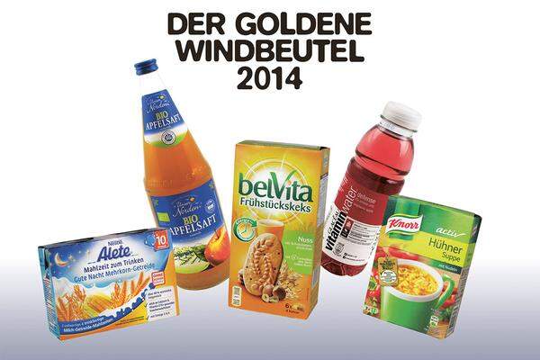 Auch heuer hat die deutsche Konsumentenschutzorganisation Foodwatch wieder die dreisteste Werbelüge gekürt und den "Goldenen Windbeutel 2014" verliehen. Irreführende Werbeaussagen und Etiketten seien "weiterhin ganz legal und daher im Supermarkt eher die Regel als die Ausnahme", so Lena Blanken von Foodwatch.  Fünf Produkte standen zur Auswahl ...