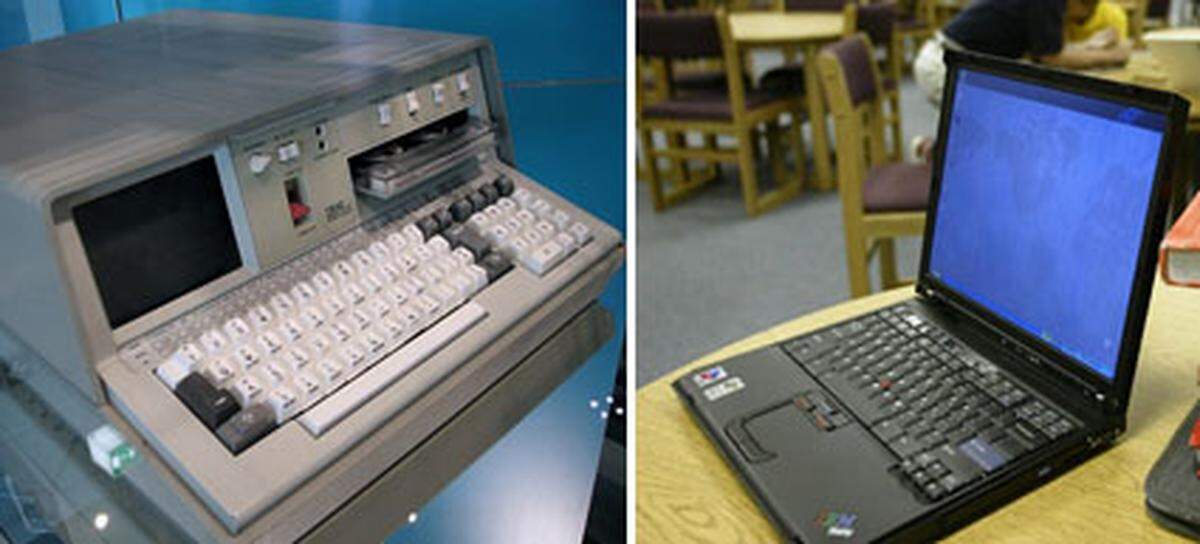 Auch der erste tragbare Computer geht auf das Konto von IBM. Genannt 5100, wurde er bis 1978 hergestellt. Mit 24 Kilogramm war er aber nicht unbedingt ein Leichtgewicht. 1992 wurde dann die erfolgreiche Marke "ThinkPad" eingeführt. 2005 stieß IBM sie aber samt seiner PC-Sparte an den chinesischen Hersteller Lenovo ab.