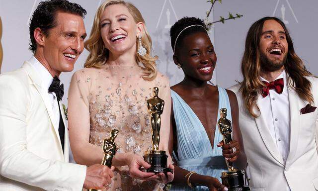 Die Preisträger Matthew McConaughey, Cate Blanchett, Lupita Nyong'o und Jared Leto.