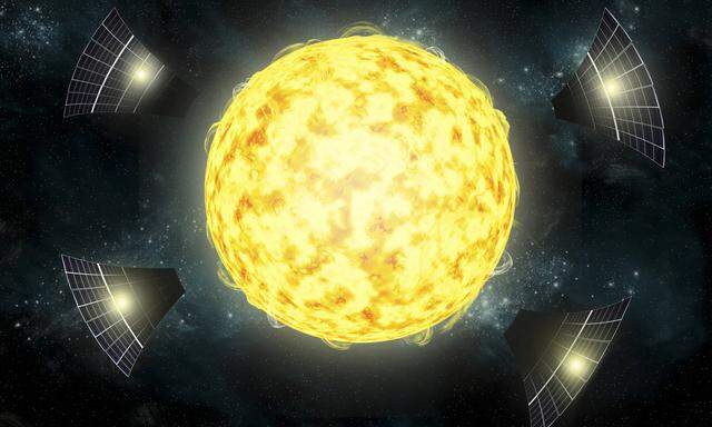 Illustration der möglichen Konstruktionen, die KIC 8462852 umgeben könnten.