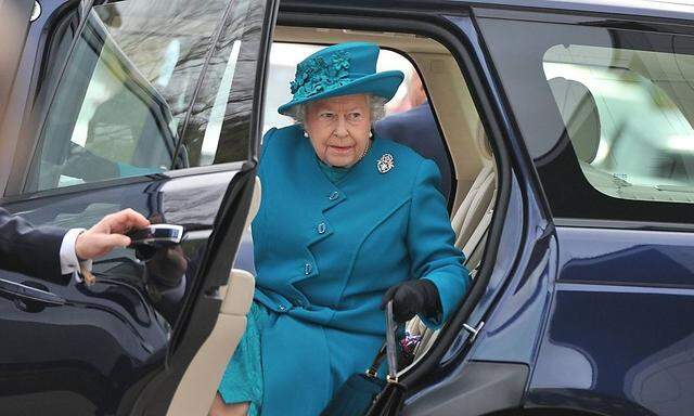Queen Elizabeth II is pictured arriving at the Jaguar Land Rover Engine Plant in Wolverhampton Eng