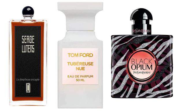 Zebra-Sammleredition „Black Opium“ von Yves Saint Laurent (50 ml um 75 €), „Tubéreuse nue“ von Tom Ford (50 ml um 280 €), „La dompteuse encagée“ von Serge Lutens (50 ml um 120 €). 