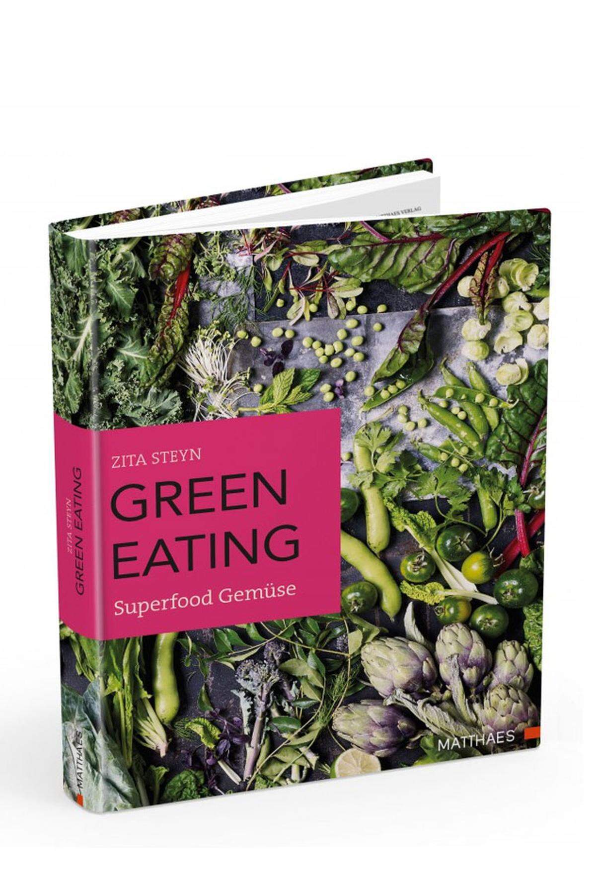 Wirklich interessante Gemüserezepte (auch mit Fleisch): Chicor e-Schalotten-Tarte-Tatin, Spinat-Sardinen-Nockerl, Süßkartoffel-Kokos-Kuchen. Zita Steyn: "Green Eating", Matthaes, 30,80 .