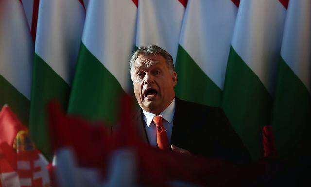 Archivbild: Ungarns Premier Orban bei einer Wahlkampfveranstaltung