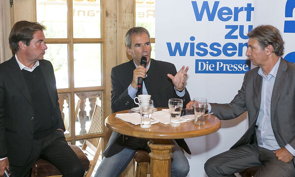 Rainer Nowak, Minister Hartwig Löger und Andreas Lampl (v. l.).
