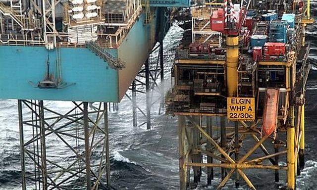 The Elgin platform in the North Sea is seen in this photograph received in London