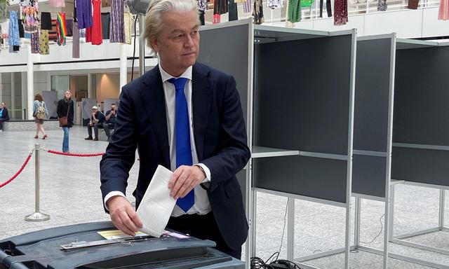 Geert Wilders bei der Stimmabgabe in Den Haag am Donnerstag.