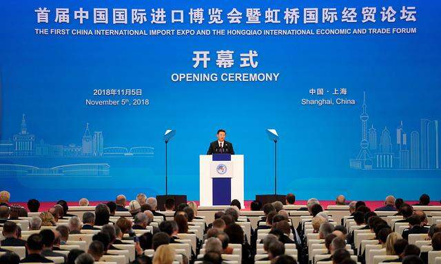 Chinese President Xi Jinping speaks at the opening ceremony for the first China International Import Expo (CIIE) in Shanghai
