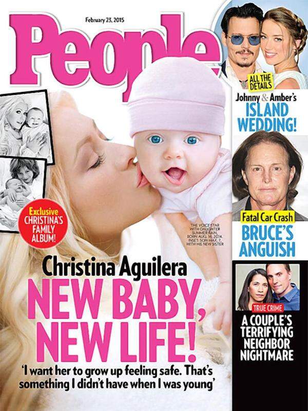 Die zweifache Mutter Christina Aguilera führte ihre Tochter Summer Rain auf einem Cover des "People Magazines" in die Gesellschaft ein. Die Kleine kam bereits am 16. August 2014 zur Welt.