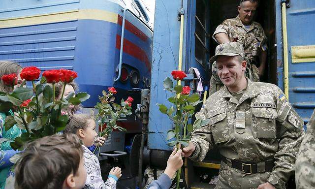 Empfang für die Soldaten der 44. Artillerie-Brigade in Kiew.